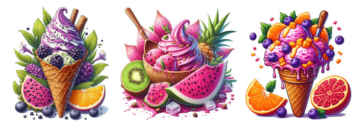 Fruit and berry ice cream.