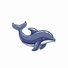 Obraz premium A Logo Design Template Of A Whale, Illustration Of A Cartoon Dolphin, Isolated Against A White Background