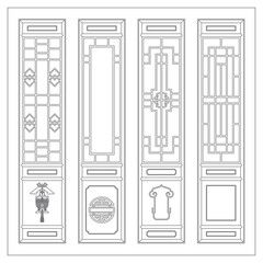 Chinese architectural door and window screen patterns