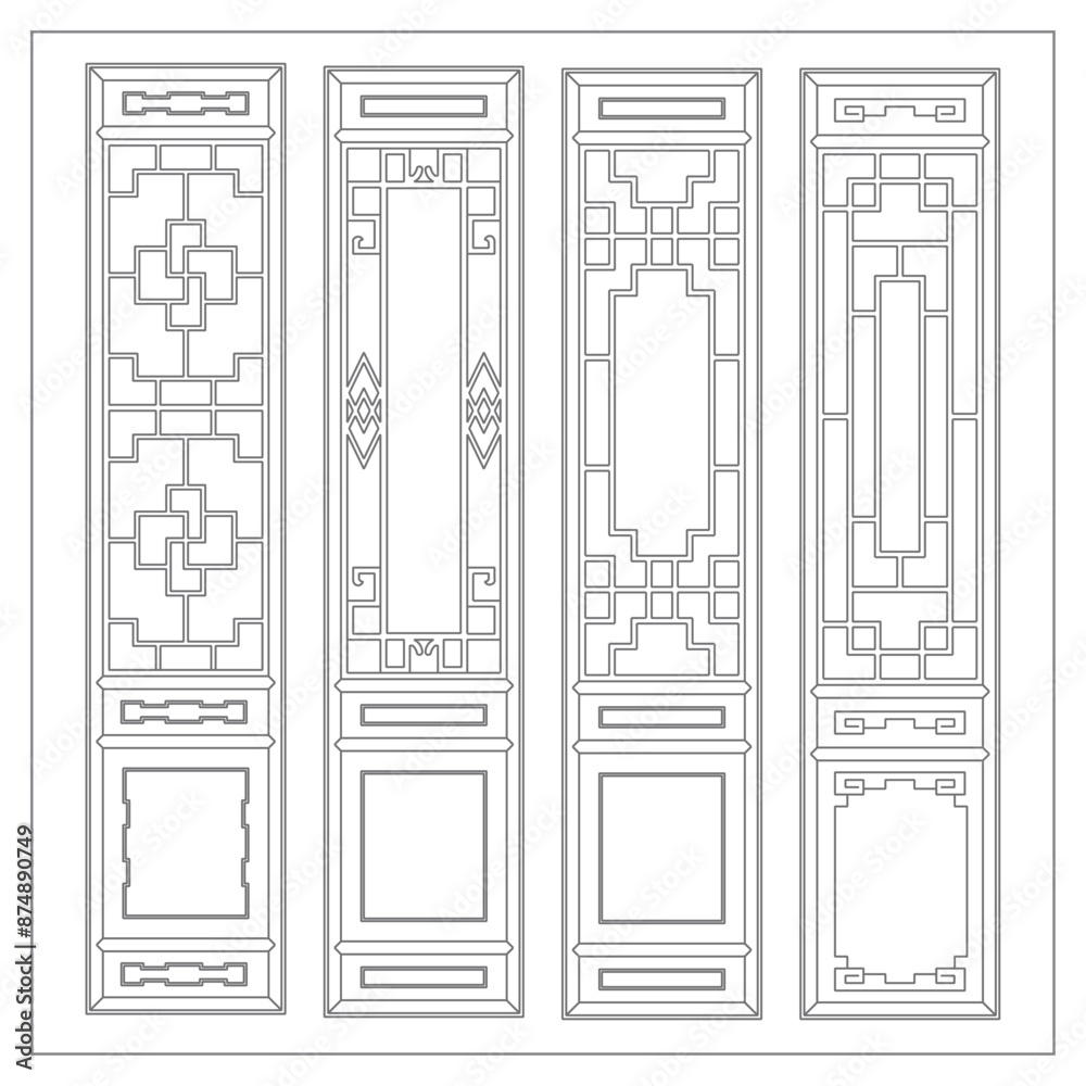 Wall mural Chinese architectural door and window screen patterns