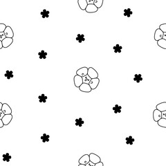 Cute kawaii bread with smiley face. Seamless pattern. Coloring Page. Bakery food cartoon characters. Hand drawn style. Vector drawing. Design ornaments.