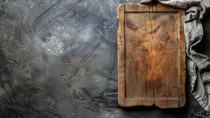 Rustic Cooking and Baking Board on Stone Surface