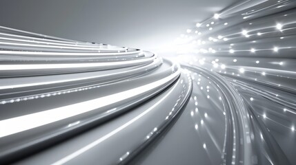 Fototapeta premium Grey tech background with bright curved tech lines