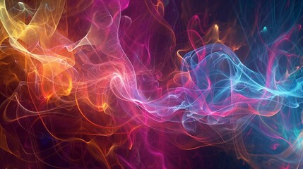 Fototapeta premium A captivating display of colorful smoky lines weaving together like a cosmic dance in an abstract background