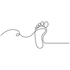 Foot  single line art, continuous one line drawing of  Isolated outline vector art

