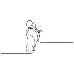 Foot  single line art, continuous one line drawing of  Isolated outline vector art

