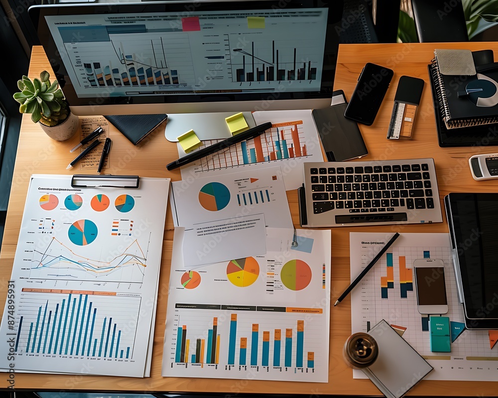 Poster business analytics and data visualization workplace