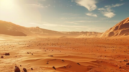 Fototapeta premium A Scenic Desert Scene On The Red Planet Mars