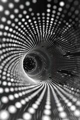 a black and white photo of a circular tunnel