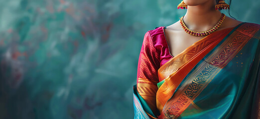 A woman wearing saree banner