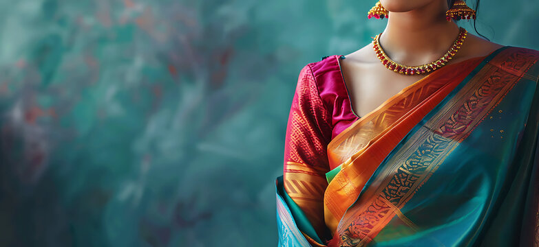A woman wearing saree banner