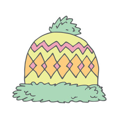 Winter cap doodle Hand drawn winter accessories Single design element for card, print, design, decor