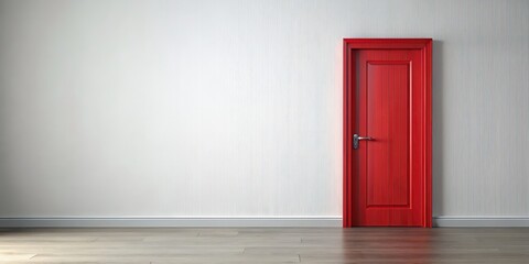 Red wooden door standing alone in isolation, red, isolated, entrance, vintage, architecture, background, closed, wooden