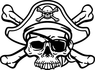 Pirate Hat Skull and Crossbones Cartoon