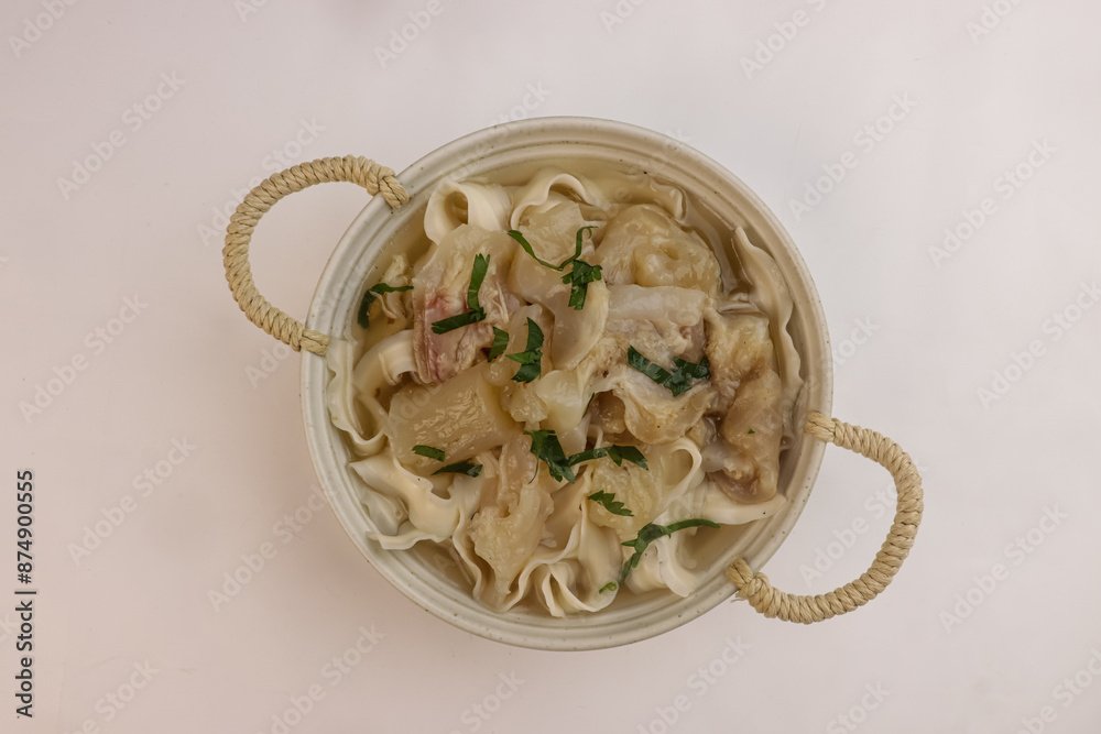 Wall mural Beef Tendon Noodle Soup in a Bowl.