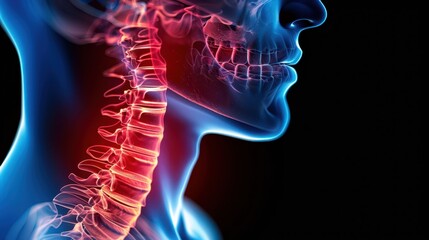 the human neck is highlighted with a red spine