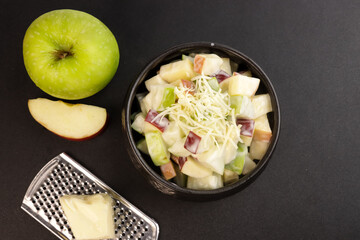 Various Kind of Apple Salad with Mayo and Cheese.