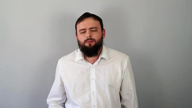 Surprised man in shock and stress grabs his head, Asking What? OMG! Epic Fail, Frustration, confusion, fiasco
