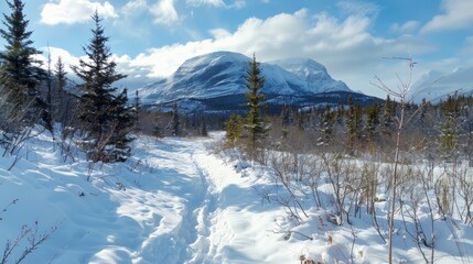 A Snowshoeing Trail Leading To Olivine Mountain