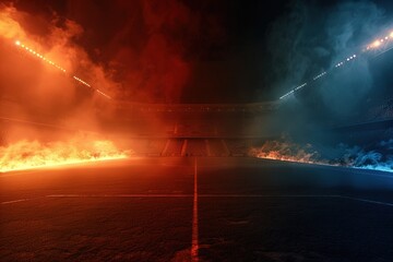 a baseball stadium and cross baseball bats with fire,
