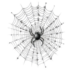 Fototapeta premium Spider and web Haloween decoration isolate on transparent png. 