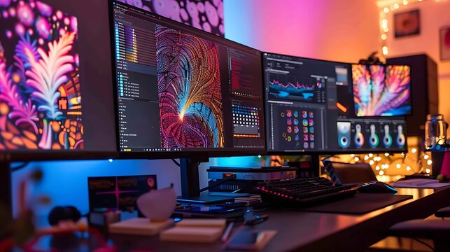 Workstation Setup with Vibrant Visuals