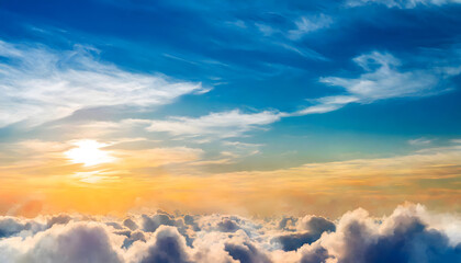 Obraz premium Colorful cloudy sky watercolor background. Generative AI.