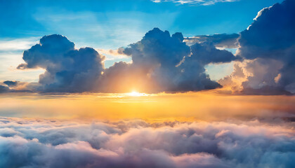 Fototapeta premium Colorful cloudy sky watercolor background. Generative AI.