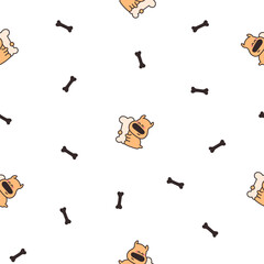 Obraz premium Cute cartoon puppy characters. Seamless pattern. Adorable dog with different emotions. Hand drawn style. Vector drawing. Design ornaments.