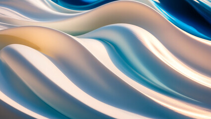 Obraz premium Futuristic white and blue abstract wavy background, White and blue abstract waves