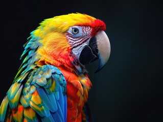 Obraz premium Colorful Parrot on Black Background