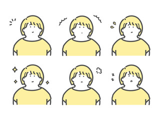 様々な表情をする女性のイラスト　セット
