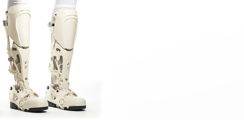Bio prosthesis for the leg on a white background, isolate. AI generated.