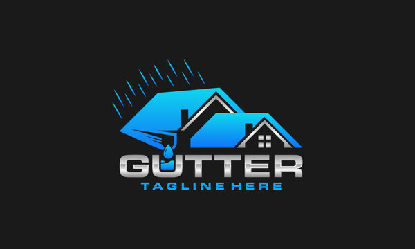 Gutter installation and service repair solutions logo design Illustration graphic vector template	