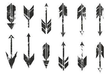 Grunge Arrow Symbols Collection in Black and White