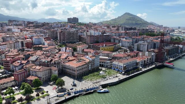 Getxo Bilbao Spain waterfront drone,aerial
