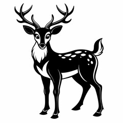 Deer vector silhouette on white background 
