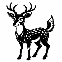 Deer vector silhouette on white background 