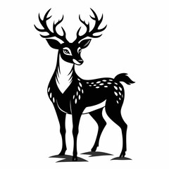Deer vector silhouette on white background 