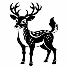 Deer vector silhouette on white background 