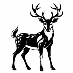 Deer vector silhouette on white background 