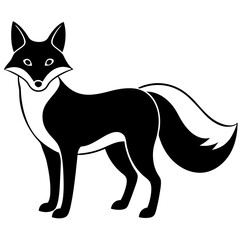 Fox vector silhouette on white background 