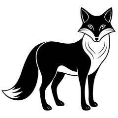 Fox vector silhouette on white background 