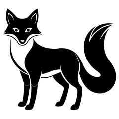 Fox vector silhouette on white background 
