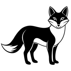 Fox vector silhouette on white background 