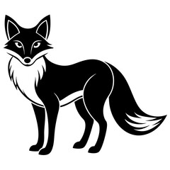 Fox vector silhouette on white background 