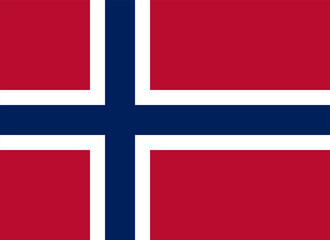 The official national flag of Norway. Flag of the Kingdom of Norway. Scandinavian cross. Nordic country. Correct proportions and colors. Vector illustration