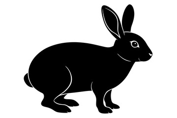 Rabbit vector silhouette on white background 
