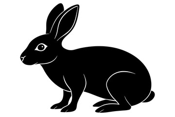 Rabbit vector silhouette on white background 