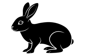 Rabbit vector silhouette on white background 